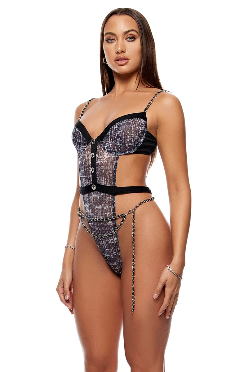 ForPlay Keep It Classy Mesh Teddy Lingerie Set