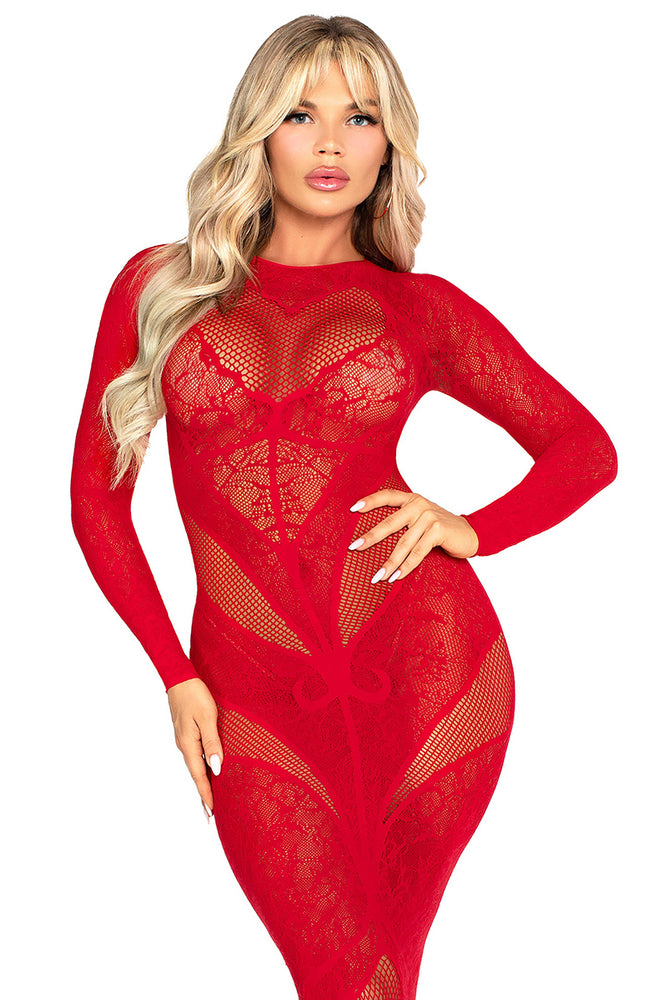 Leg Avenue Sweet Seduction Lace & Net Heart Detail Dress