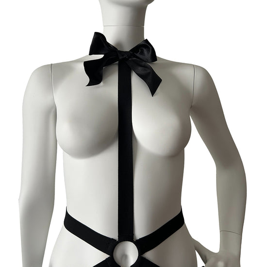 COCKTAIL Satin Straps And Bow Ouvert Bodysuit