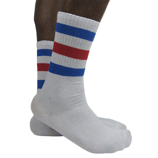 Men's Cotton Blend Three Stripe Crew Socks