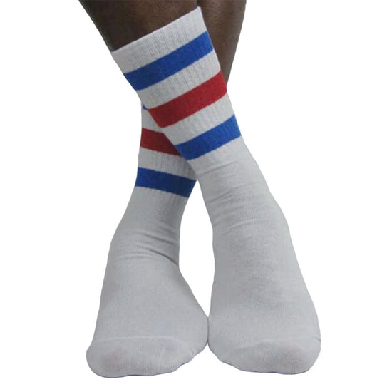 Men's Cotton Blend Three Stripe Crew Socks