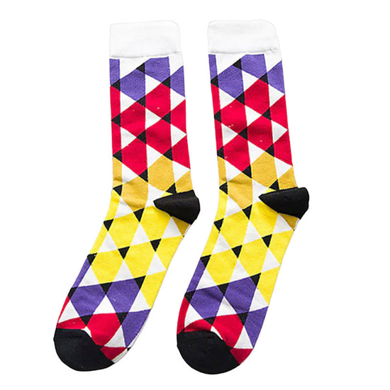 Men's Cotton Blend Multi-Colour Triangle Print Crew Socks