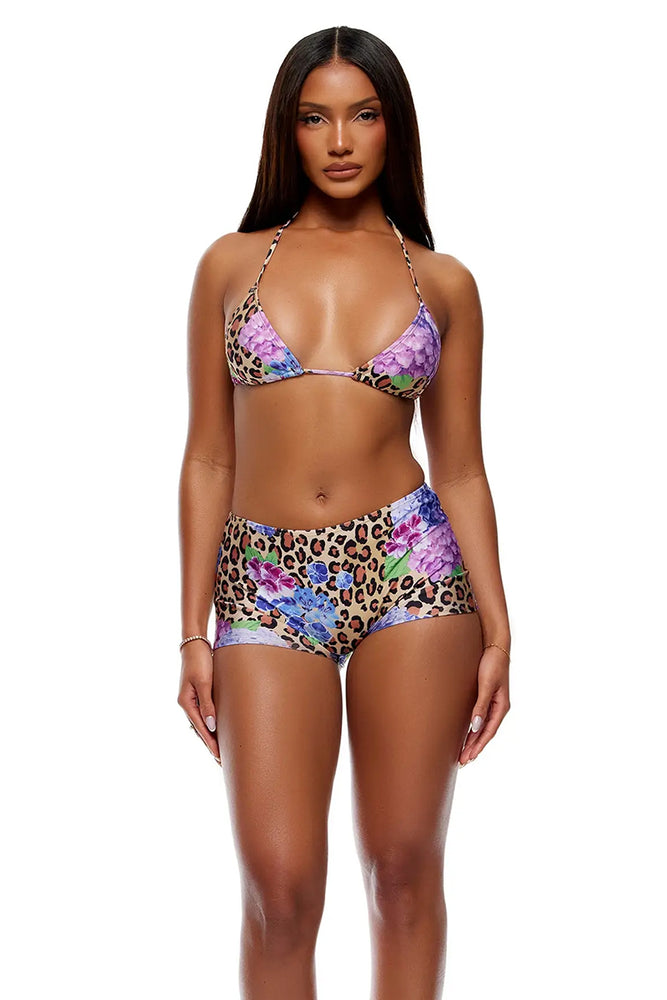 Forplay Sorento Boy Short Bikini Set In Cheetah Blue