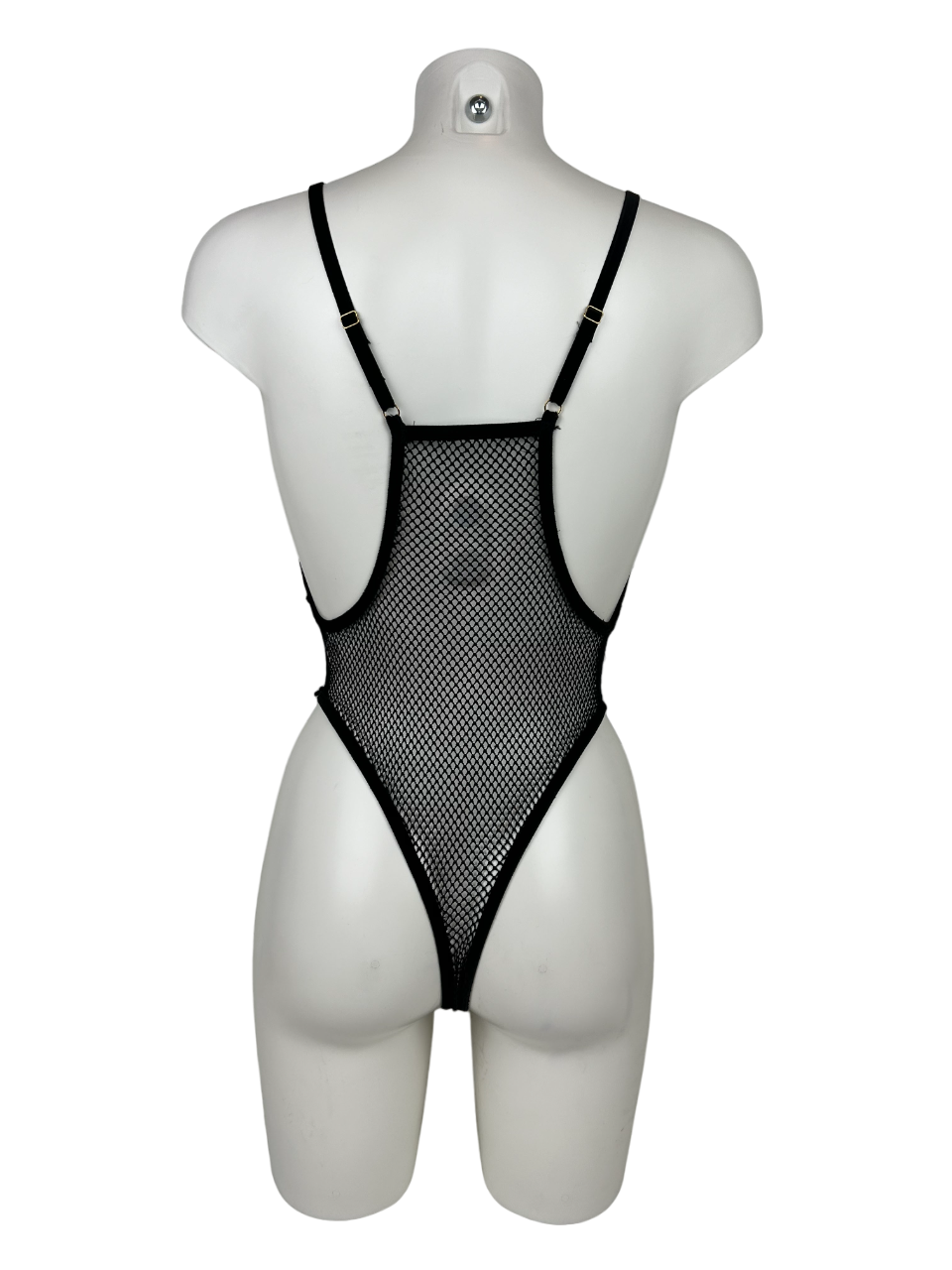Load image into Gallery viewer, SLOANE High Cut Deep V Adjustable Strap Fishnet Bodysuit
