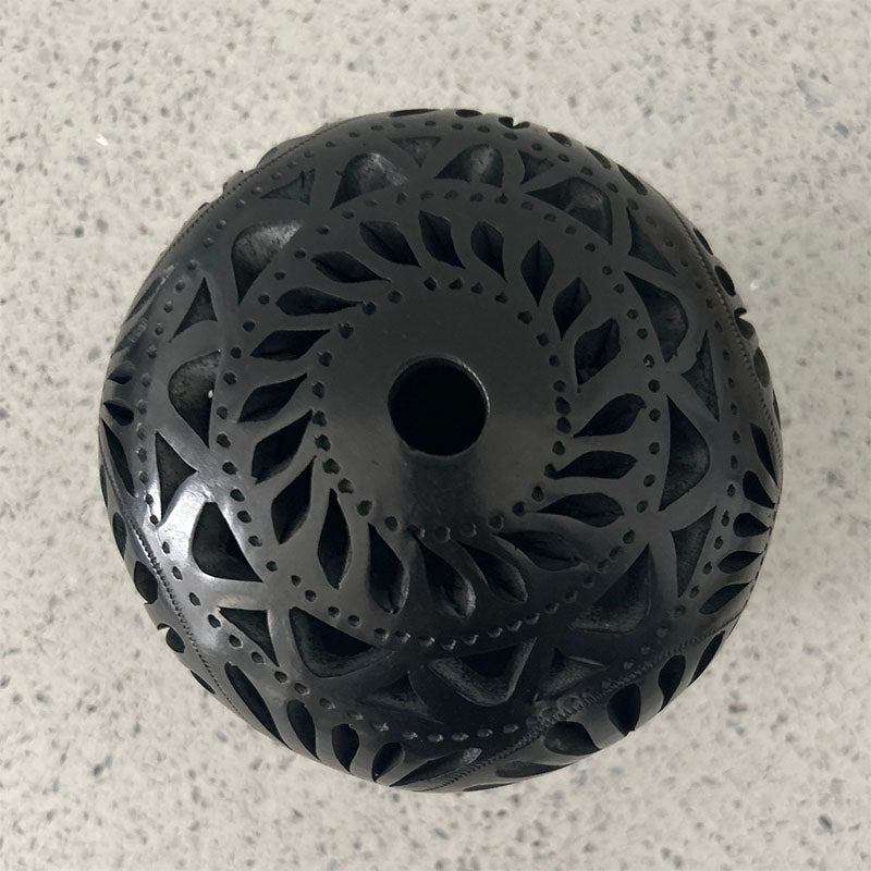 Small Mexican Hand Carved Black Mud Incense Burner