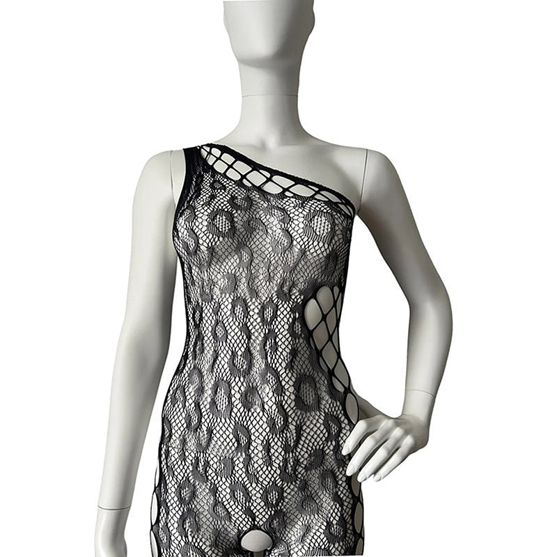 
                      
                        Music Legs One Shoulder Leopard Print Net Crotchless Bodystocking
                      
                    