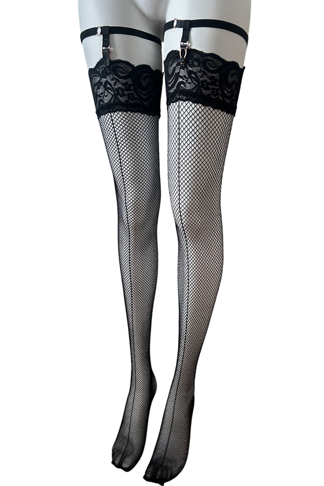 
                      
                        Front Seamed Lace Top Fishnet Stockings
                      
                    