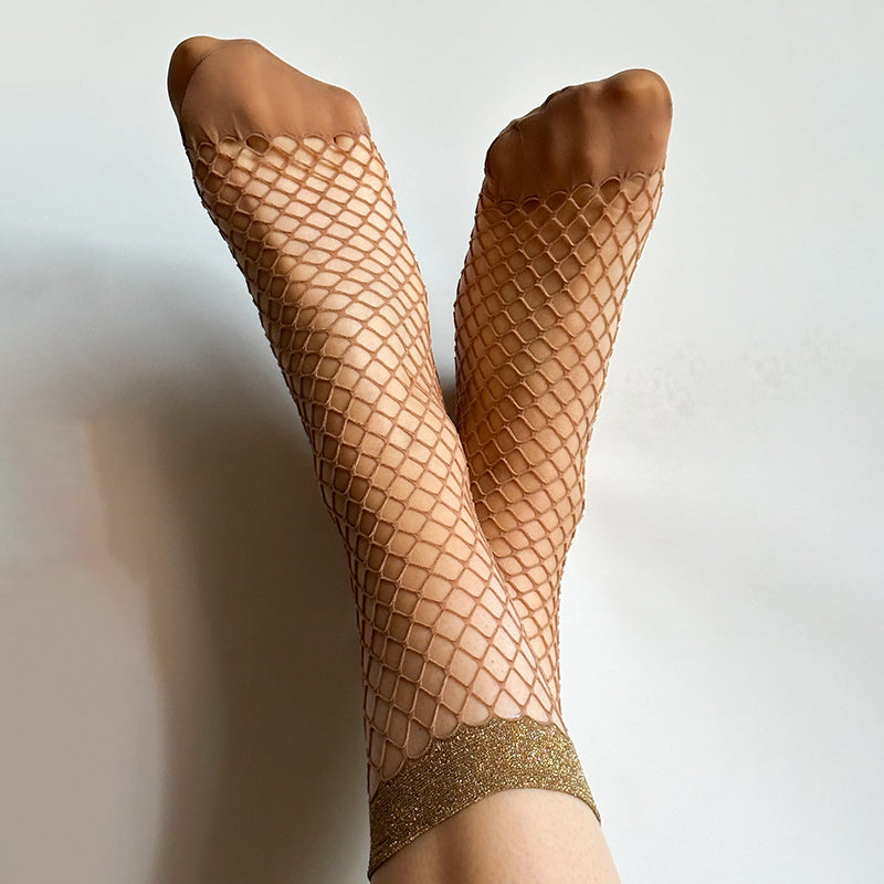 Veneziana Lurex Top Oversized Fishnet Ankle Socks