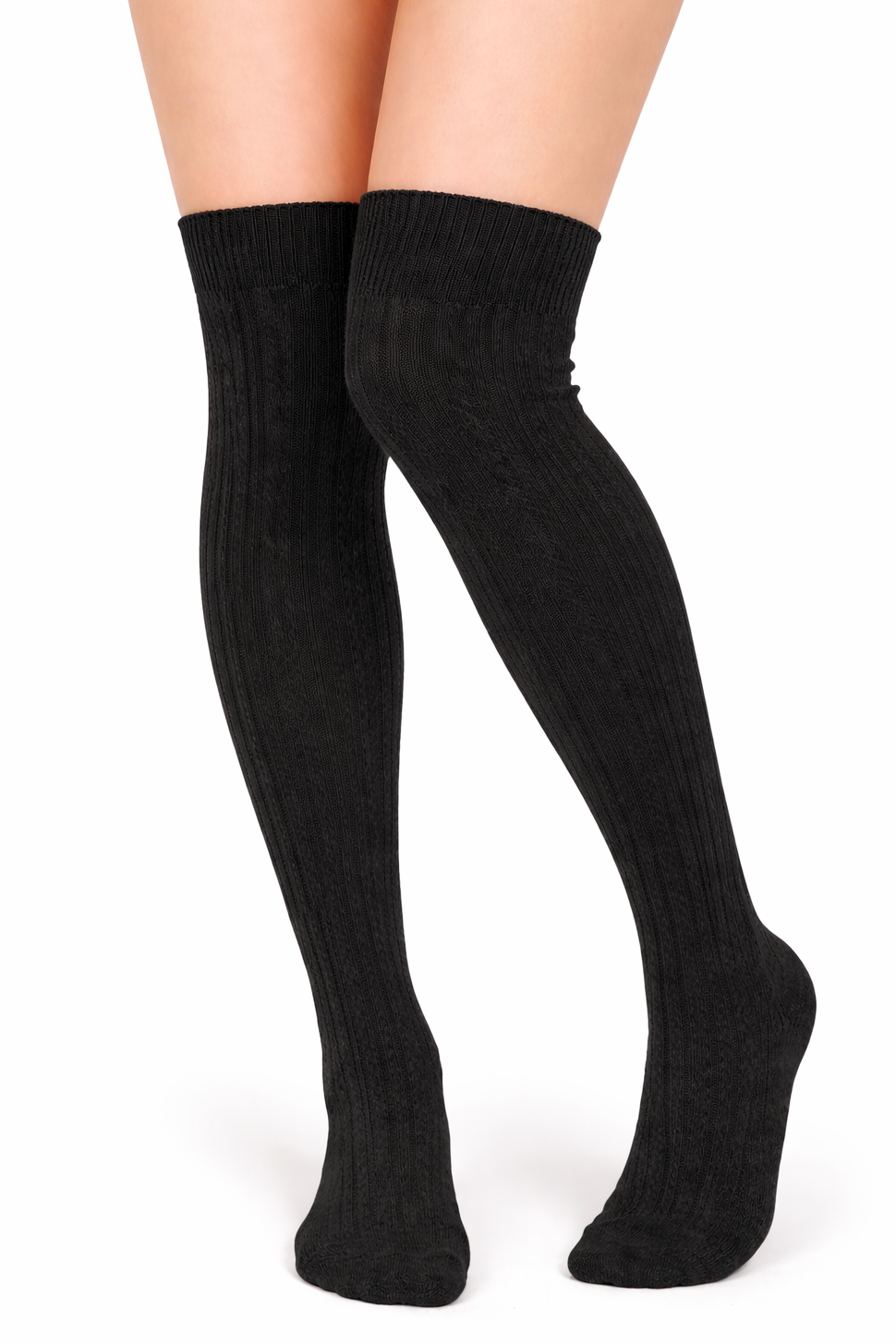 Soft Wool Blend Cable Knit Over The Knee Boot Socks