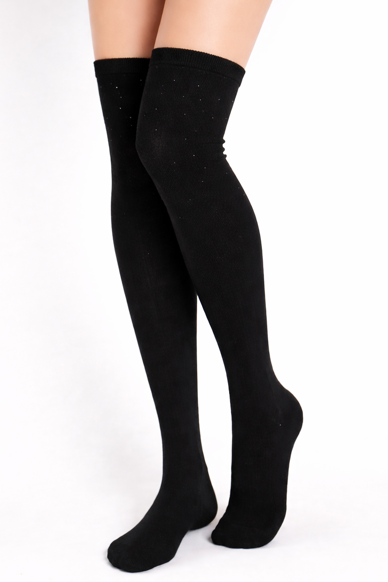 Be Snazzy Cotton Blend Studded Over The Knee Socks - LEGGSBEAUTIFUL