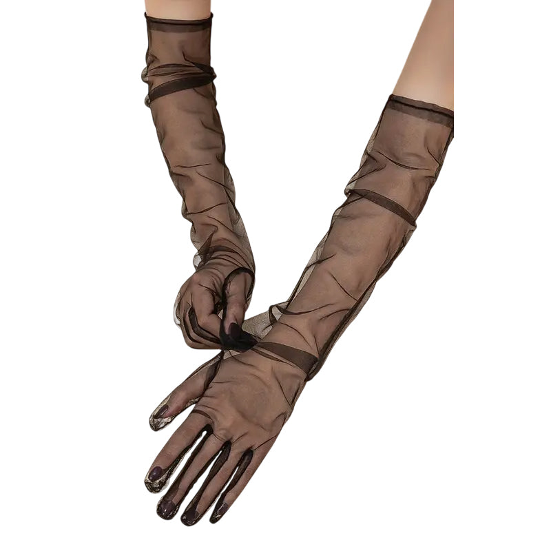 Long Sheer Tulle Opera Gloves