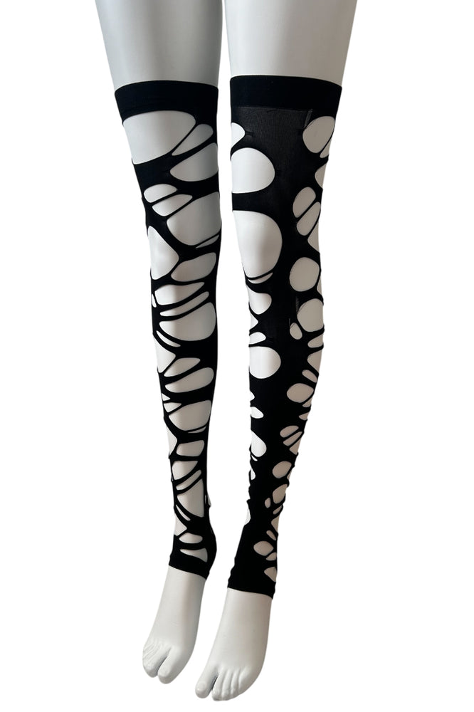 Distressed Footless Thigh Highs