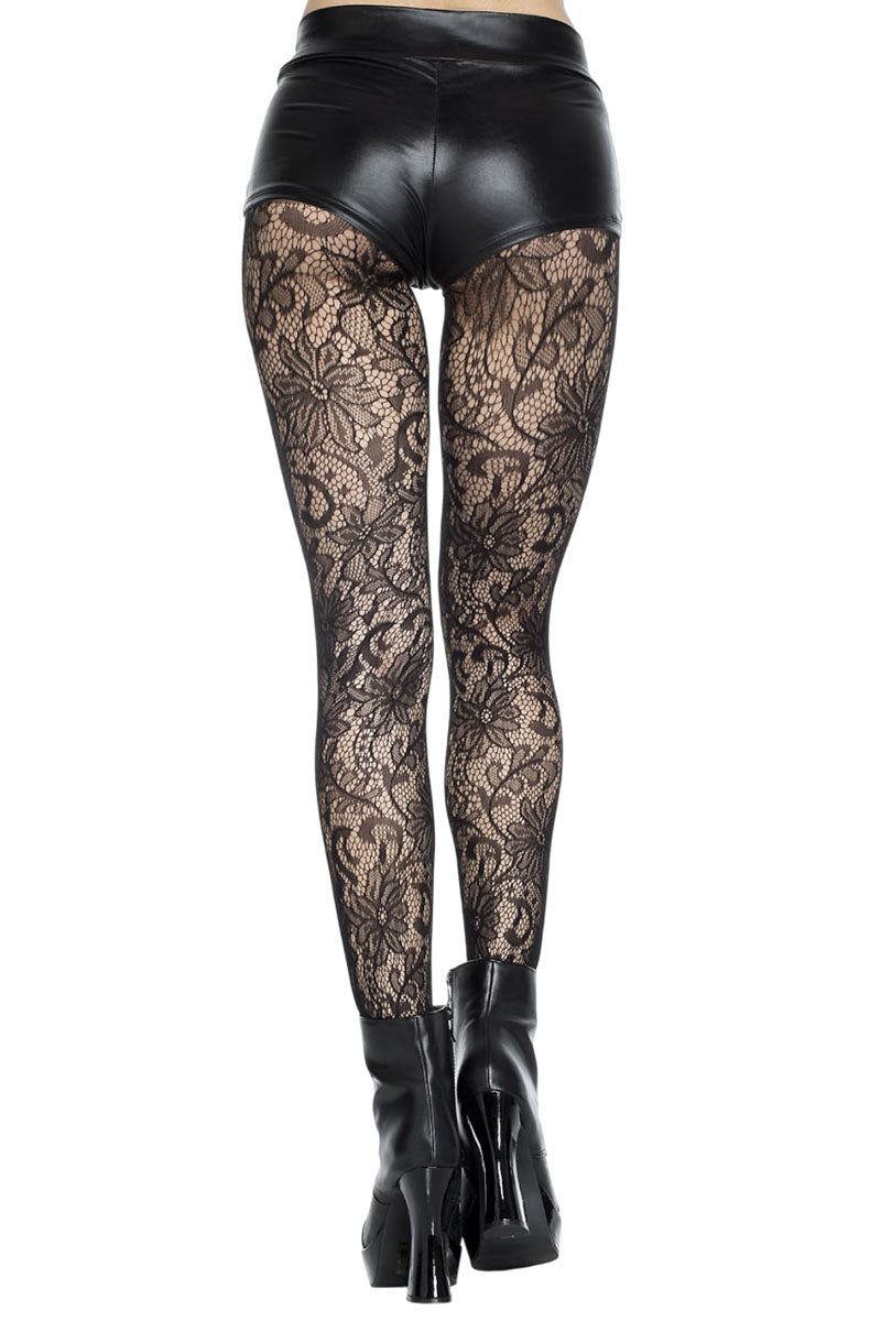 Music Legs Floral Lace Fishnet Tights
