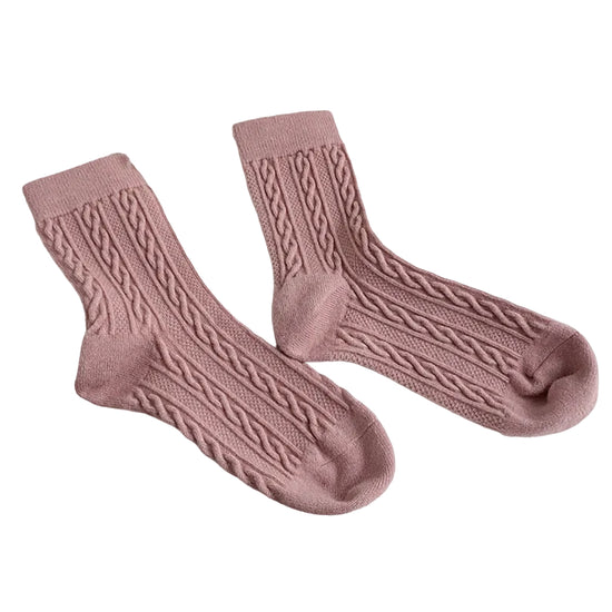 Thick Cable Knit Ankle Socks