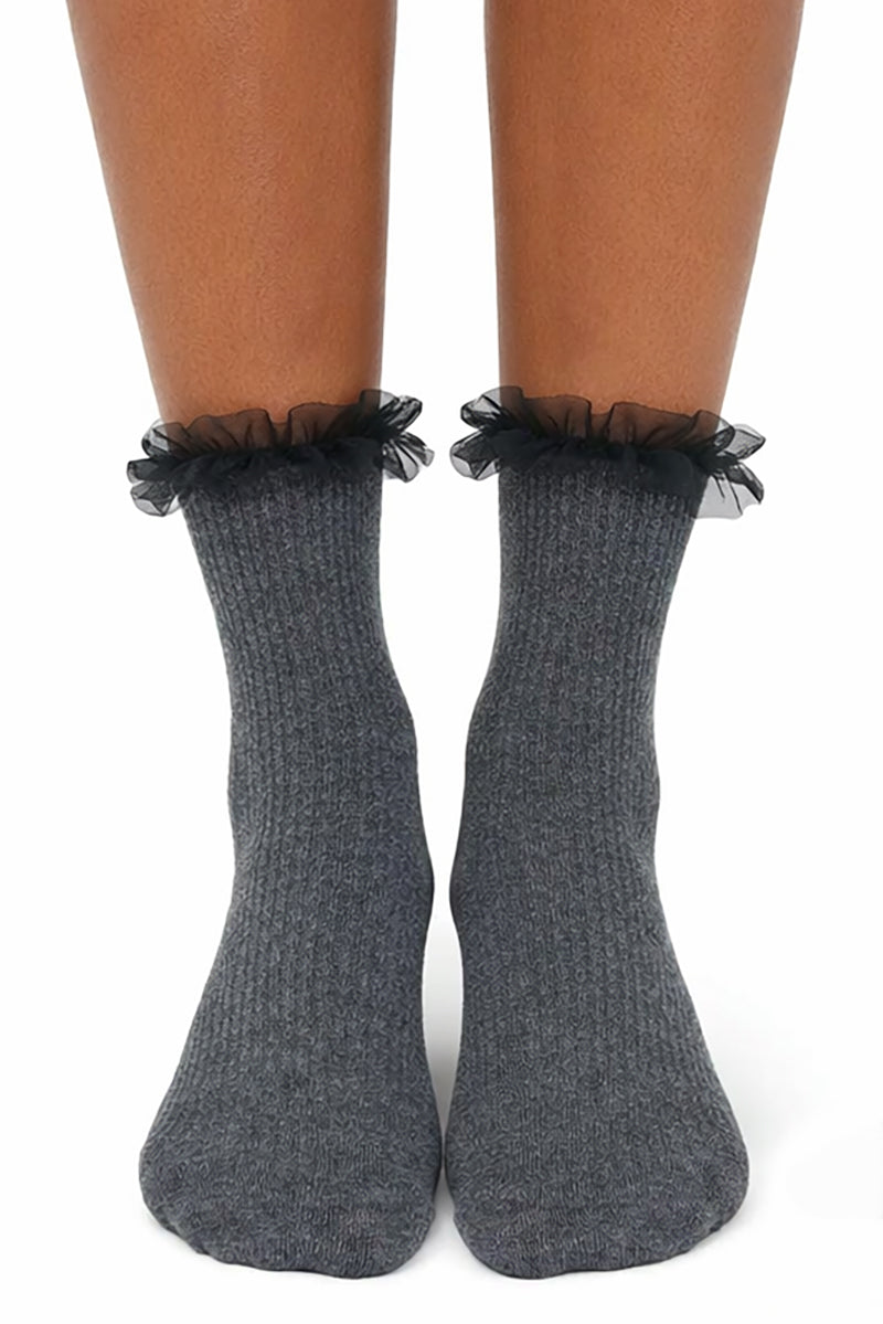 Milena Cotton Blend Mesh Frill Ankle Socks - LEGGSBEAUTIFUL