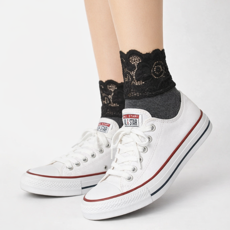 Milena Cotton Blend Lace Top Ankle Socks - LEGGSBEAUTIFUL