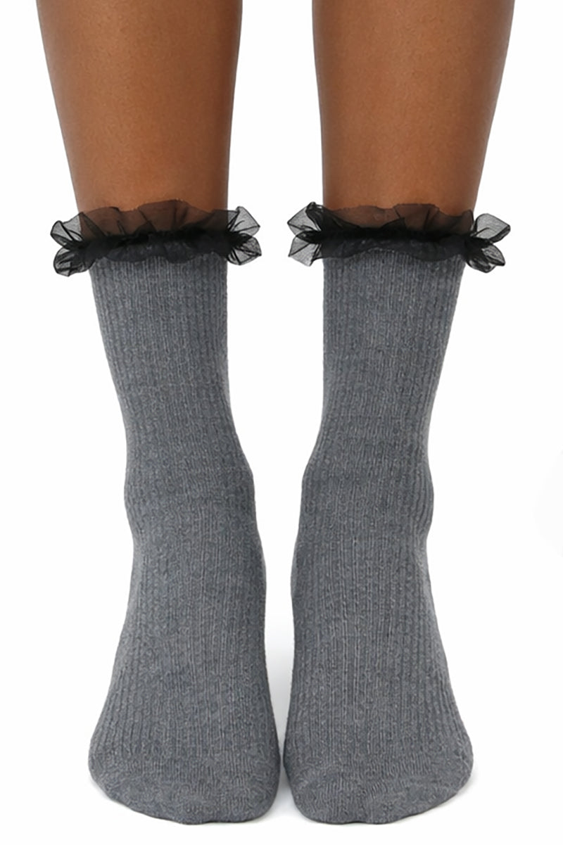 Milena Cotton Blend Mesh Frill Ankle Socks - LEGGSBEAUTIFUL