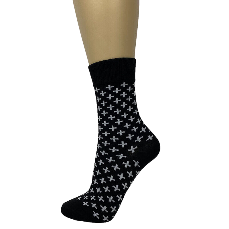 Cotton Blend Cross Pattern Ankle Socks