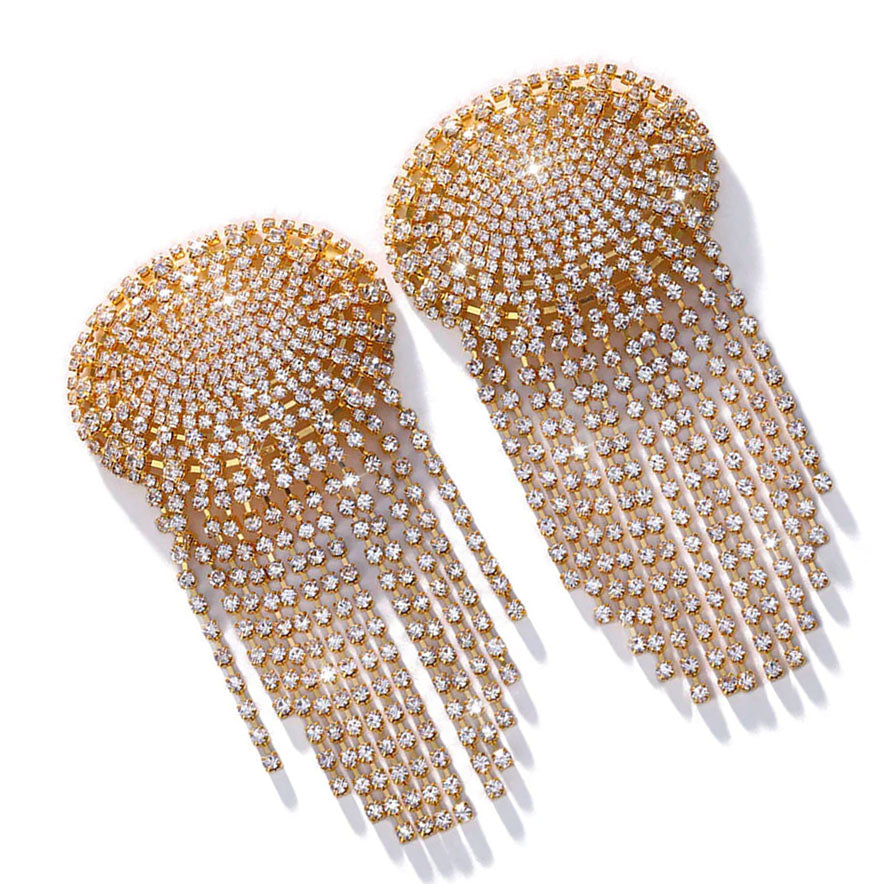Round Diamante Nipple Covers With Dangling Fringe