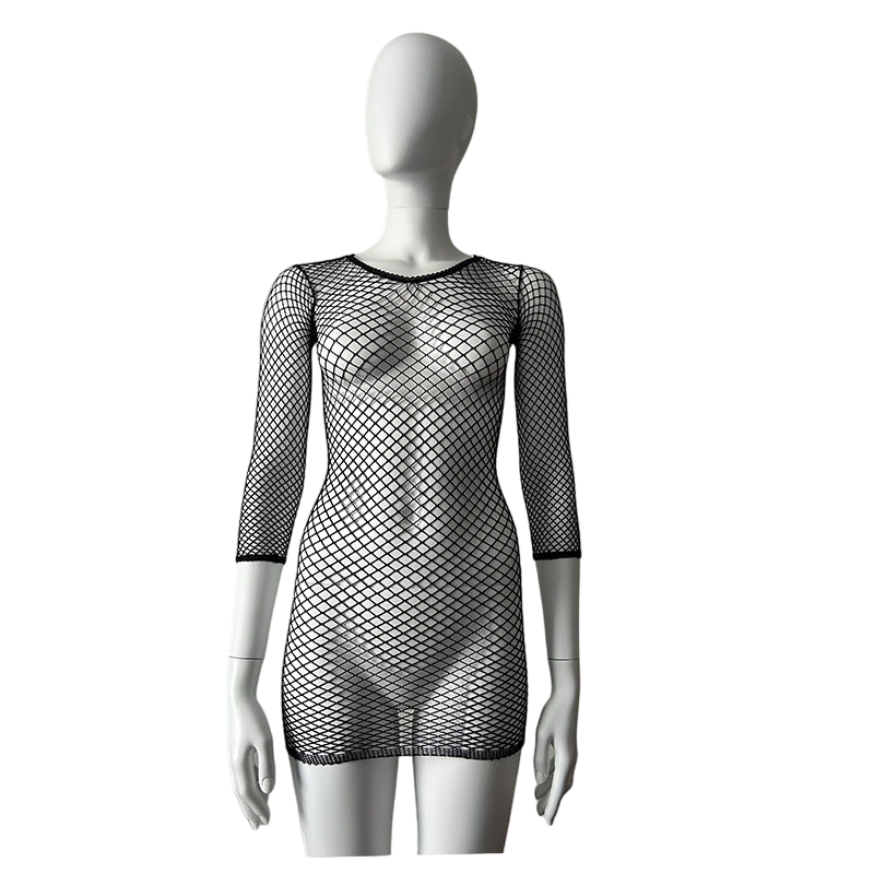 LUCID Long Sleeve Diamond Net Mini Dress