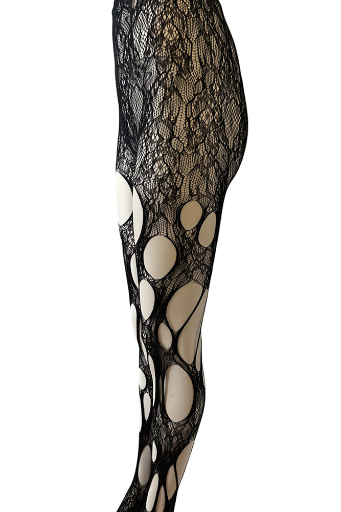 Distressed Floral Fishnet Tights