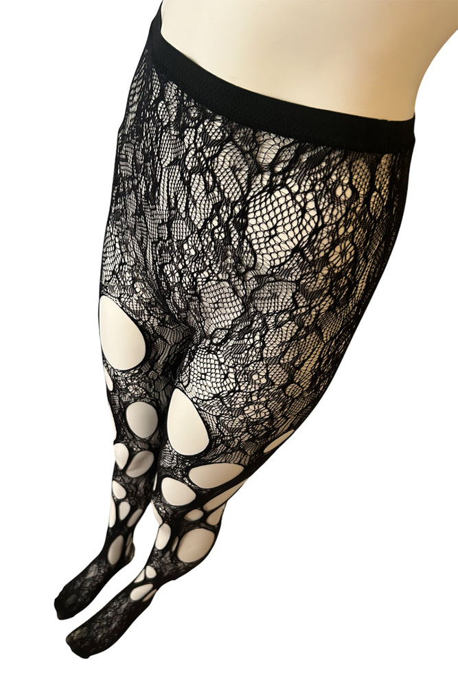 
                      
                        Distressed Floral Fishnet Tights
                      
                    