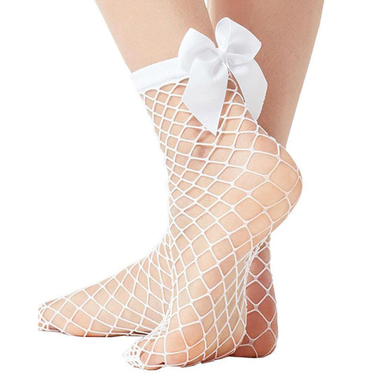 Fishnet Knee Socks With Bows
