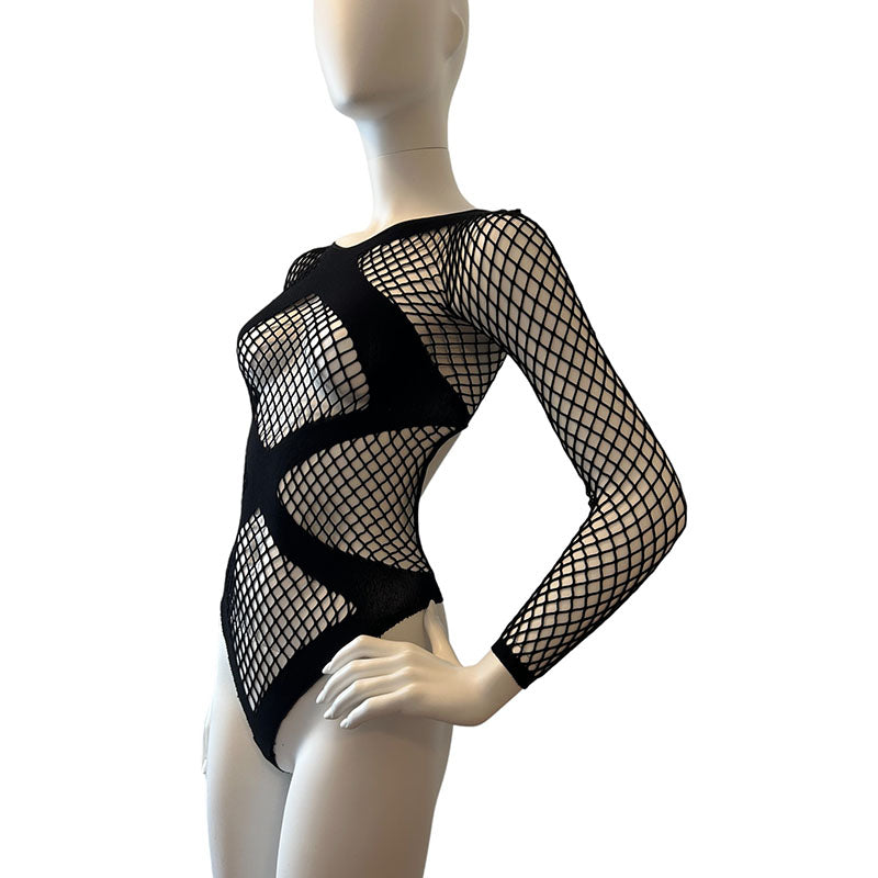
                      
                        Music Legs Diamond Net Bodysuit With Thong Back
                      
                    