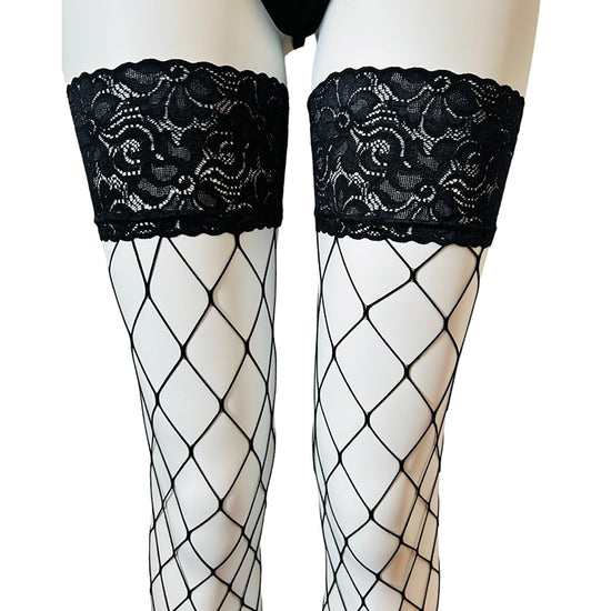 Silky Scarlet Lace Top Whale Net Hold Ups