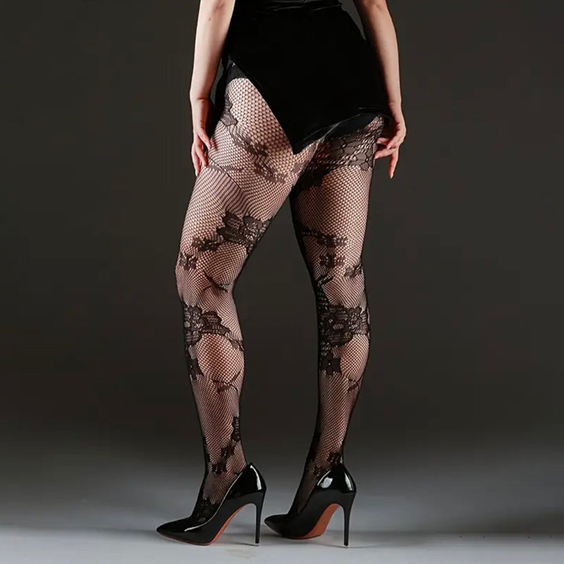 Plus Size Dragon Net Tights With Chinoiserie Pattern