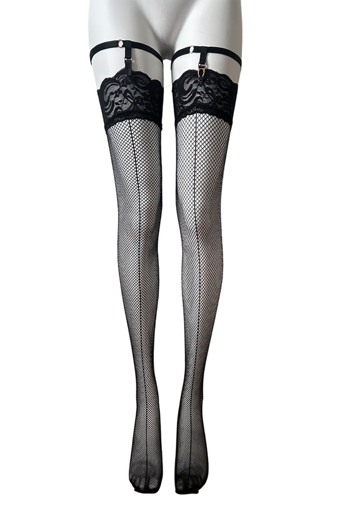 
                      
                        Front Seamed Lace Top Fishnet Stockings
                      
                    