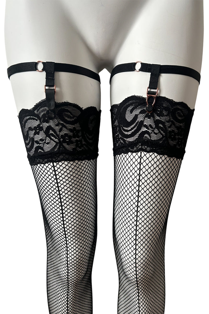 Front Seamed Lace Top Fishnet Stockings