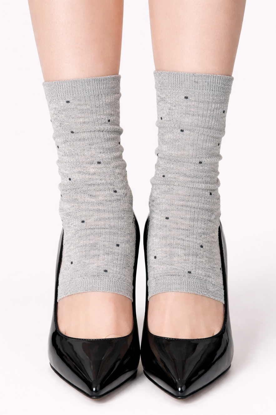 Light Weight Fine Rib Spotted Open Toe Socks