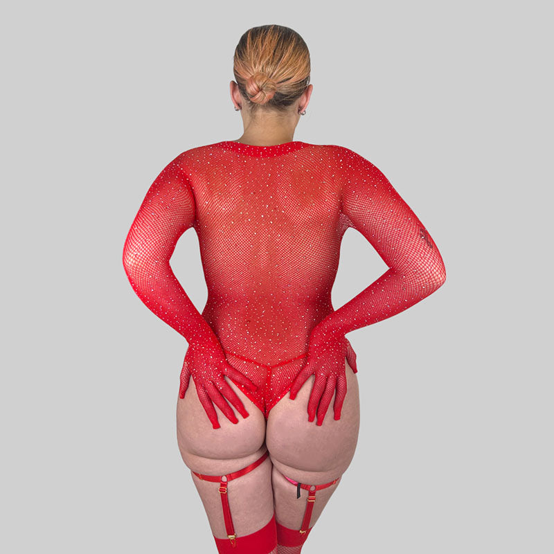 LYRIC Rhinestone Gloved Bodysuit