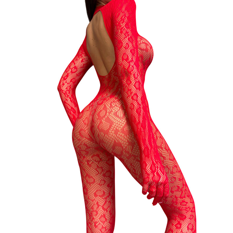 
                      
                        KITTY Gloved Woven Fishnet Leopard Print Bodystocking
                      
                    