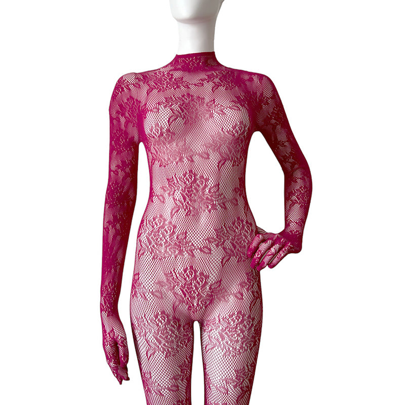 CHLOE Gloved Footless Lace Bodystocking