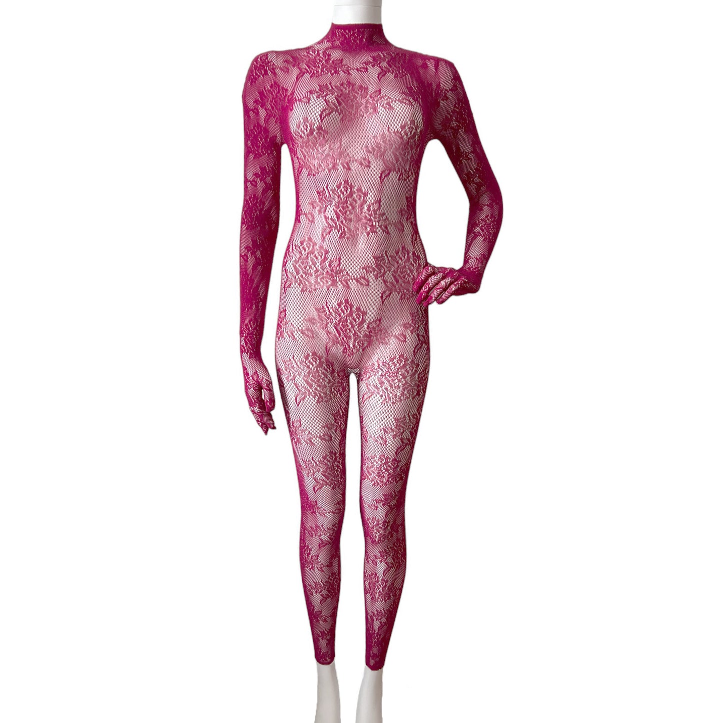 CHLOE Gloved Footless Lace Bodystocking