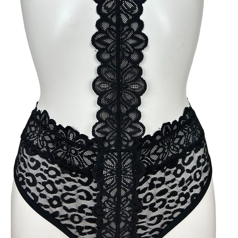 
                      
                        Obsessive Crossita Leopard Print & Lace Playsuit
                      
                    