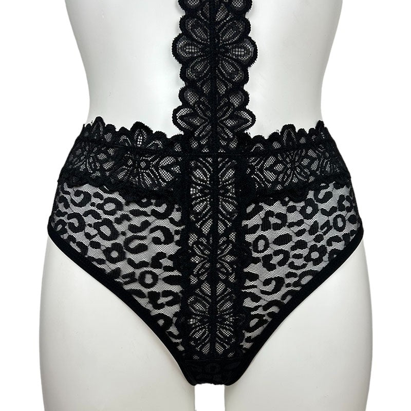 
                      
                        Obsessive Crossita Leopard Print & Lace Playsuit
                      
                    
