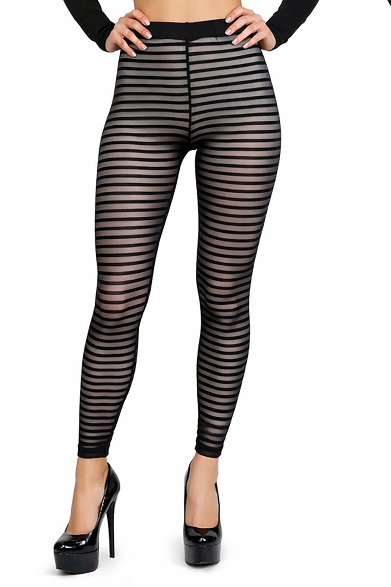 Sheer Horizontal Stripe Mesh Leggings - LEGGSBEAUTIFUL