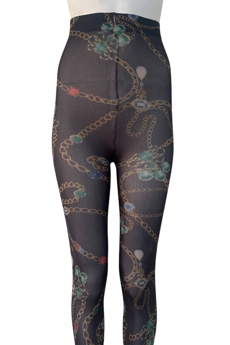 70 Denier Chain And Jewel Print Opaque Tights