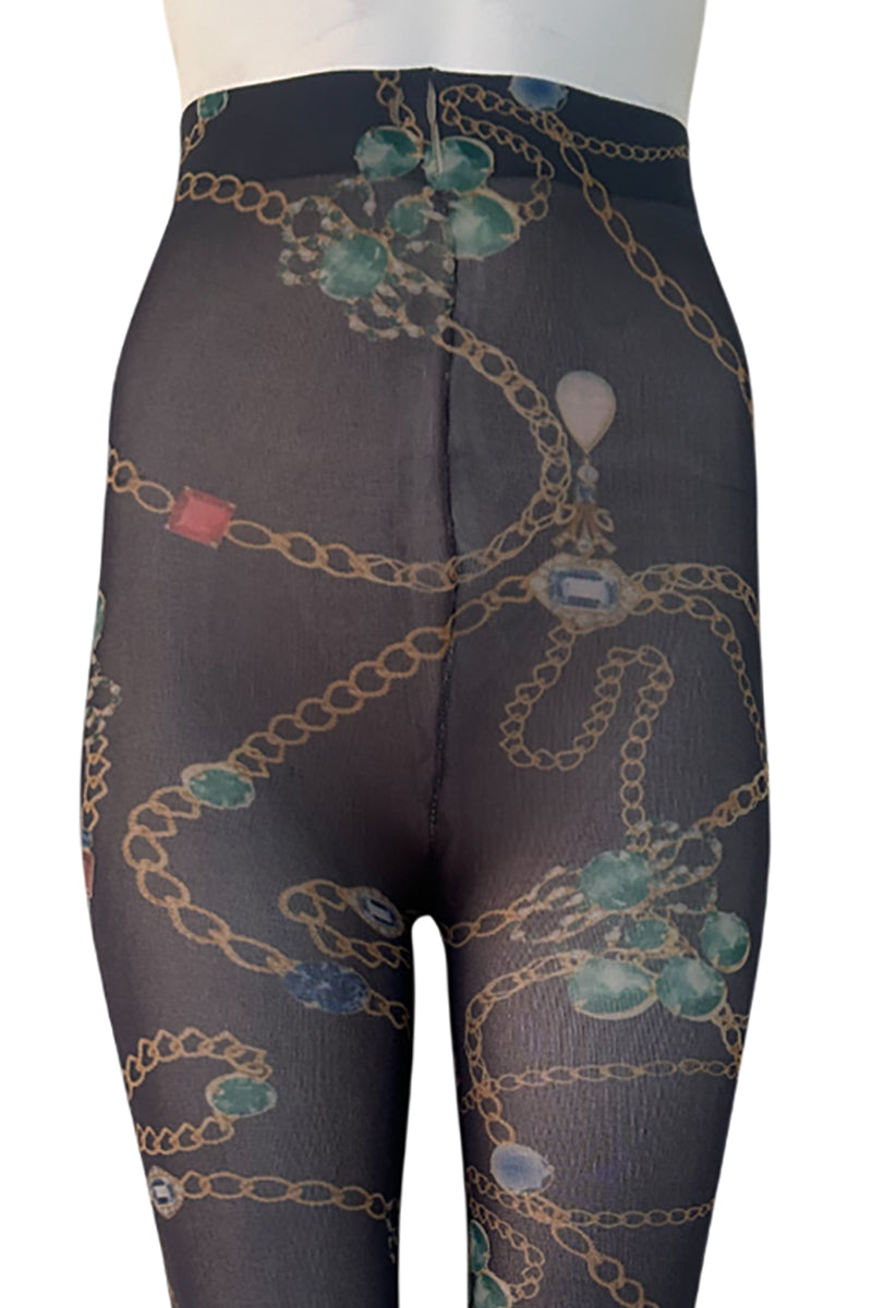70 Denier Chain And Jewel Print Opaque Tights