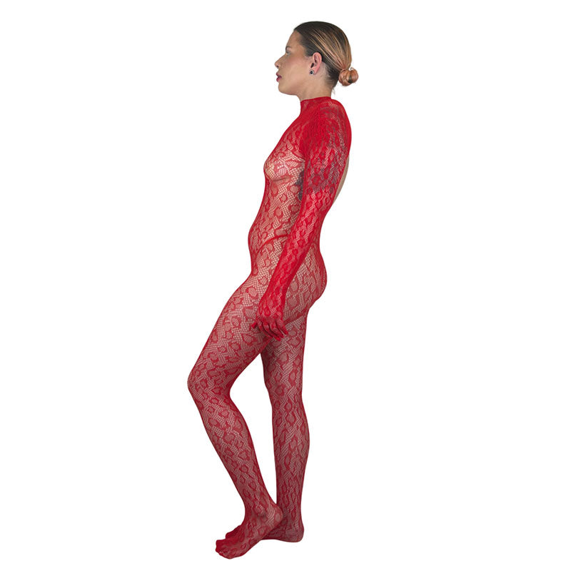 
                      
                        KITTY Gloved Woven Fishnet Leopard Print Bodystocking
                      
                    