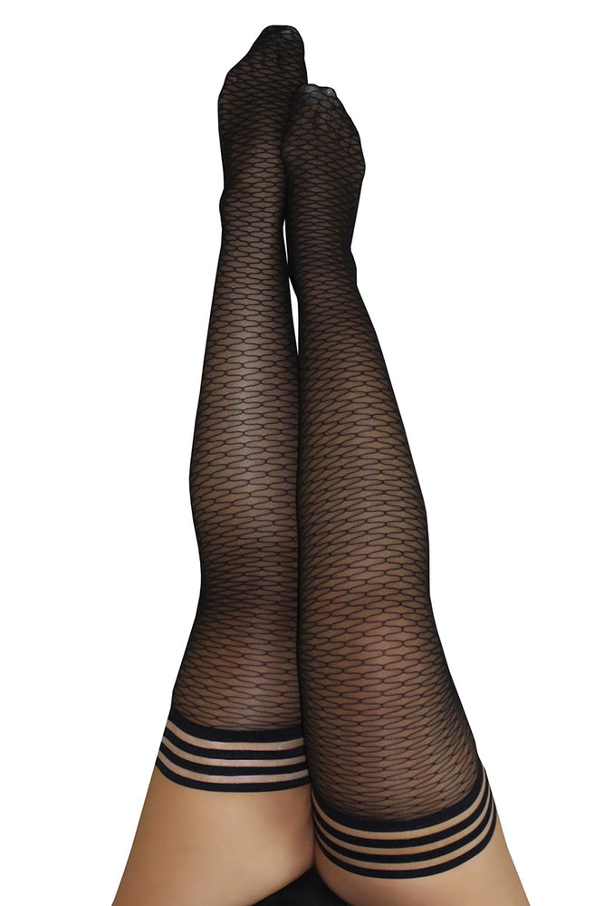 Kix'ies Bethann Plus Size Patterned Sheer Thigh-High Hold Ups