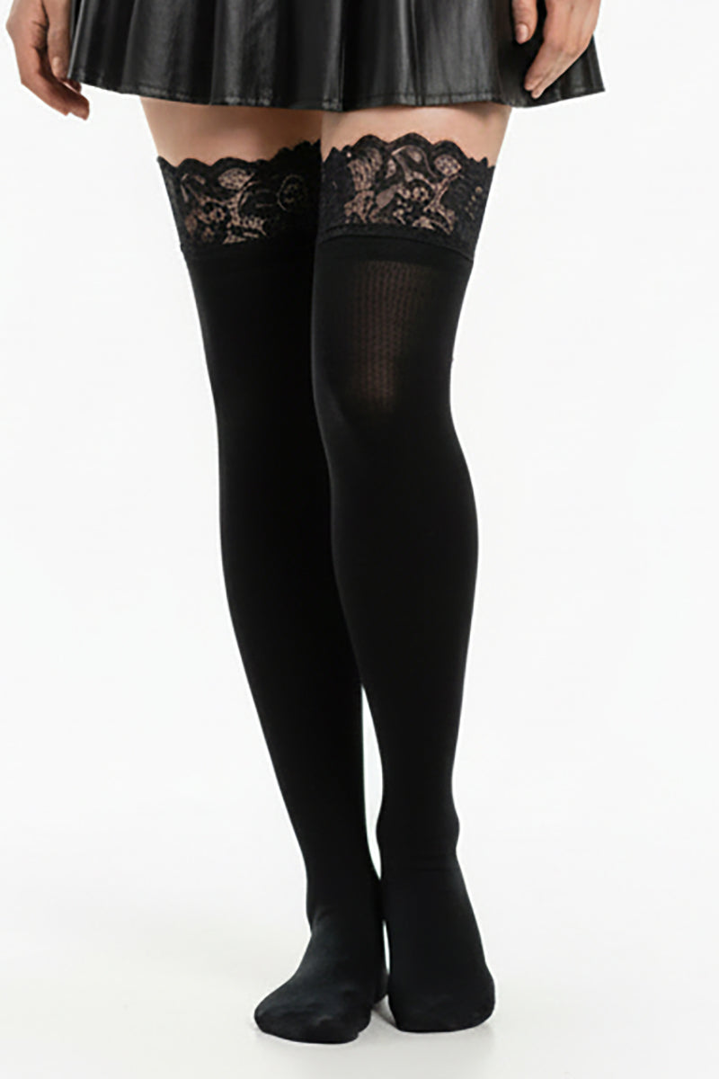 Milena Cotton Blend Lace Top Over The Knee Socks - LEGGSBEAUTIFUL