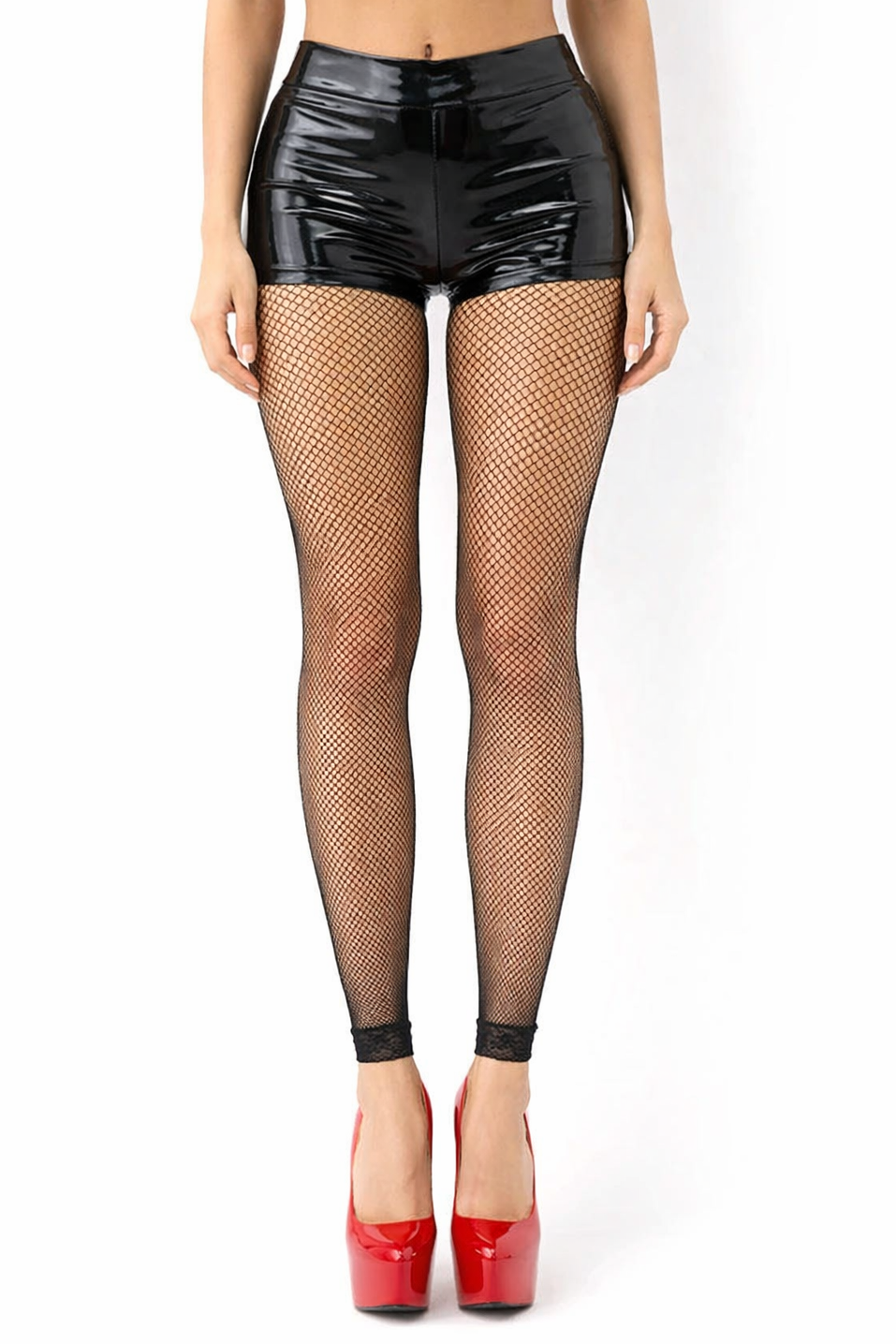 Lace Trim Footless Fishnet Tights