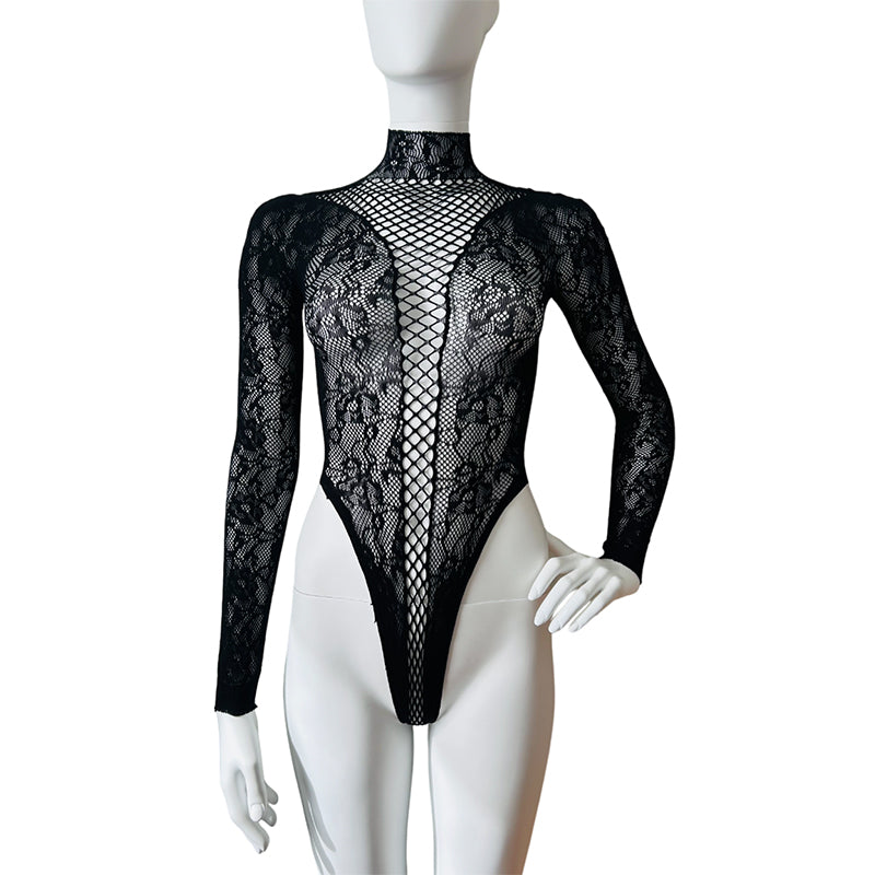 long sleeve bodusuit in lace