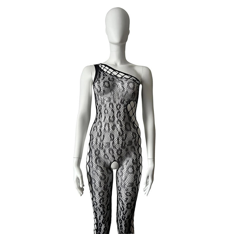 
                      
                        Music Legs One Shoulder Leopard Print Net Crotchless Bodystocking
                      
                    