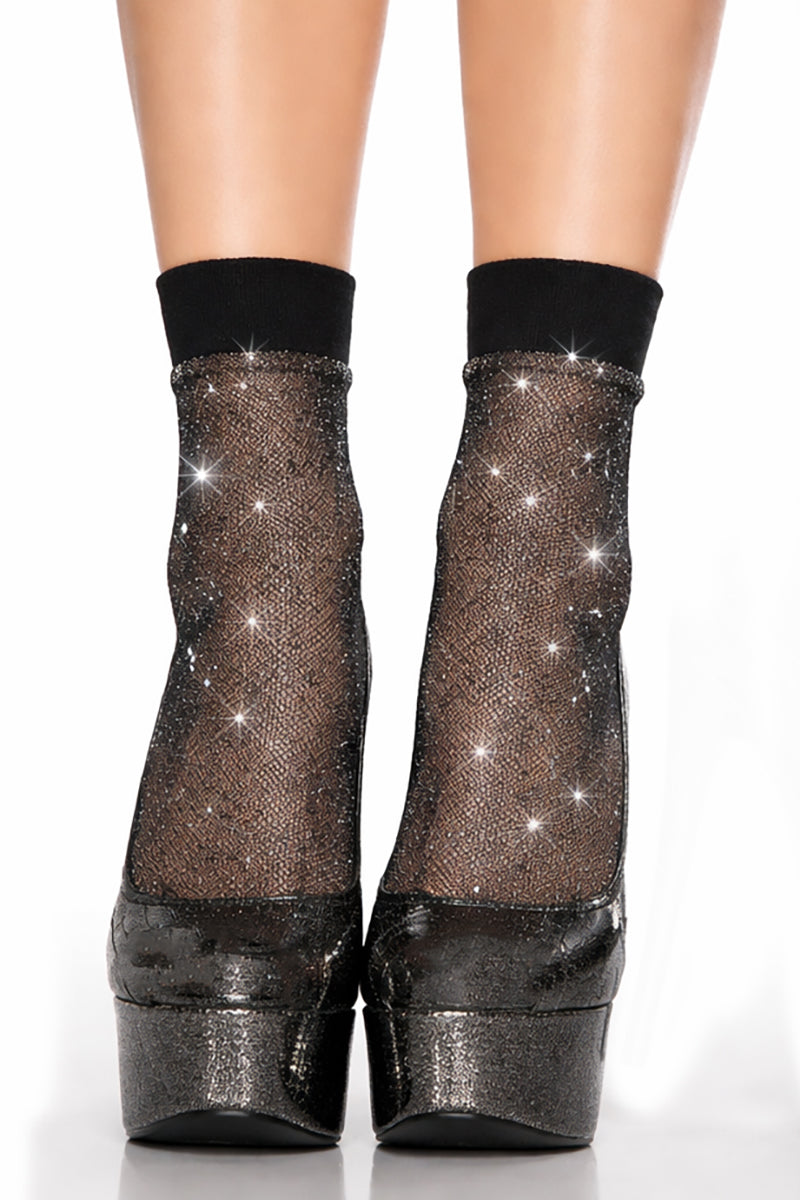 Silky Scarlet Lurex Fishnet Ankle Socks - LEGGSBEAUTIFUL