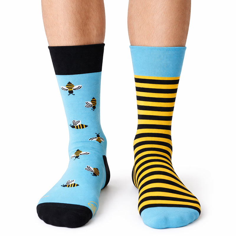 Many Mornings Cotton Blend MisMatch Buzzy Bee Bee Unisex Socks